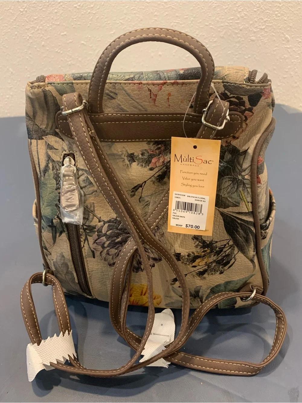 Floral Leather Mini Backpack in Beige by The Sak